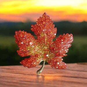 Elegant Autumn Leaf Brooch